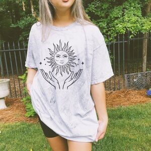 NEW Tie dyed Sun Mystical Tee Top Shirt Celestial